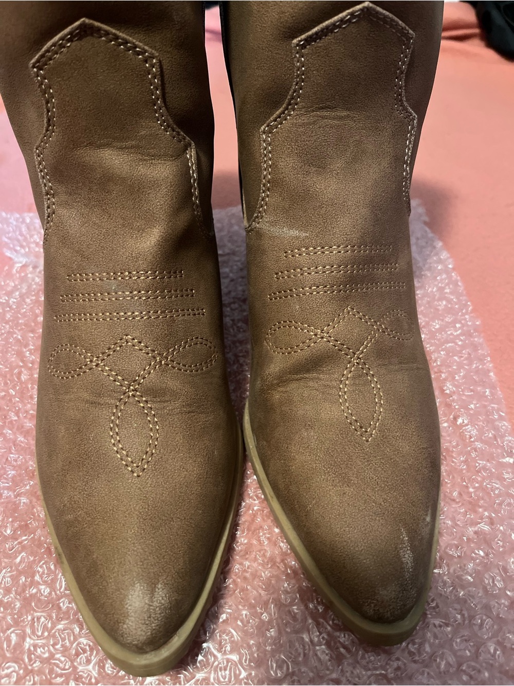 Rachel Zoe Tan Boots Western Cowgirl Ankle Booties Embroidered Boho Equestrian